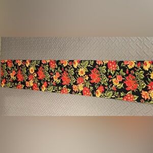 April Cornell Black Background With Vivid Botanical Flowers 13x72” Table Runner